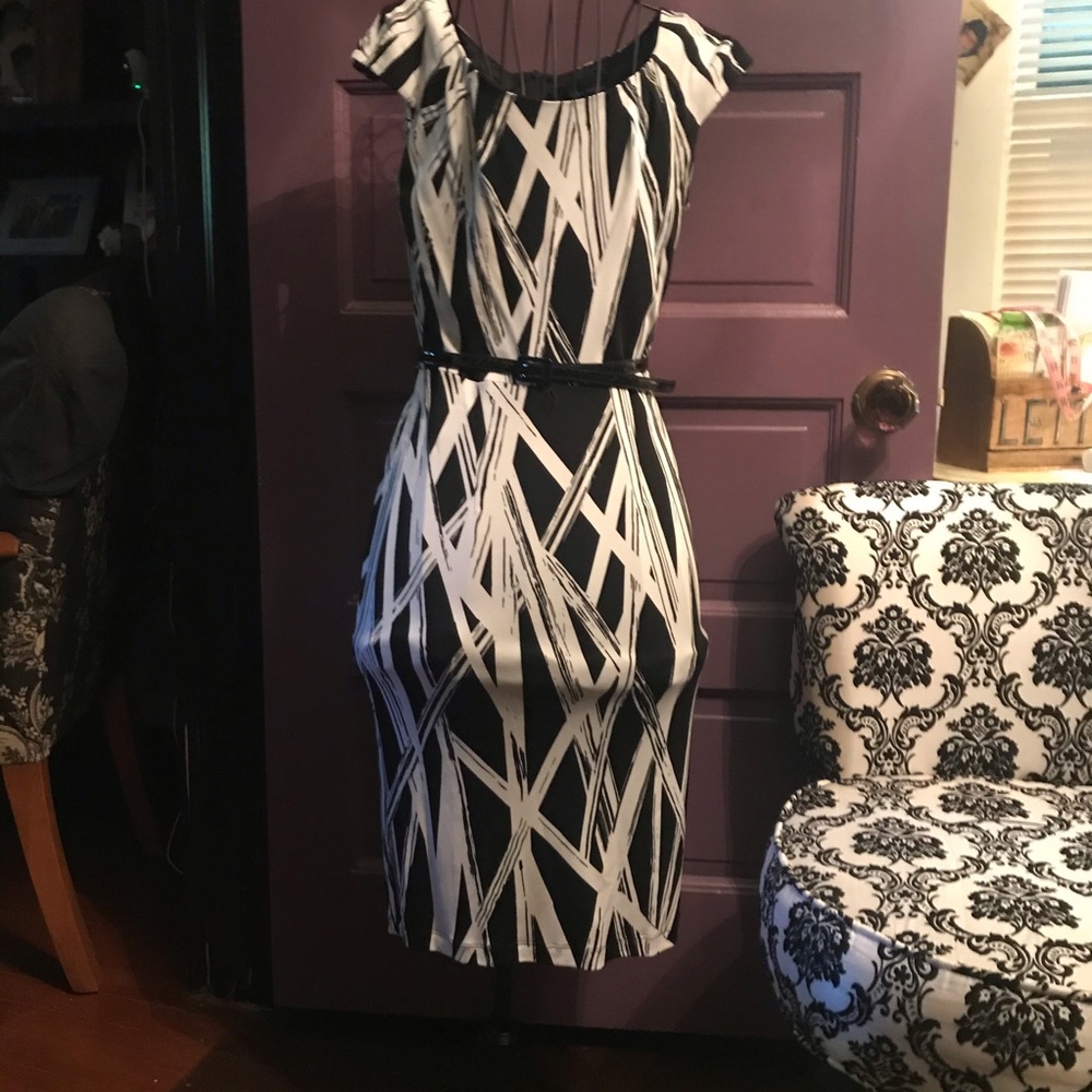 David Meister Size 2 Black/White Dress